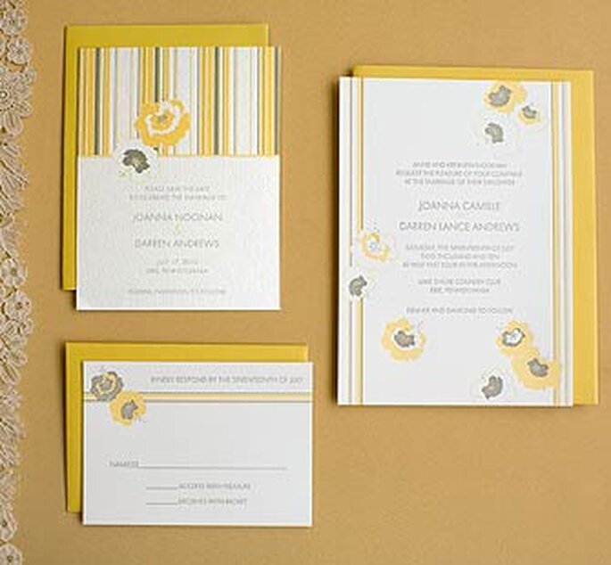 Hello Lucky Letterpress Invitations in Curry and Gravel