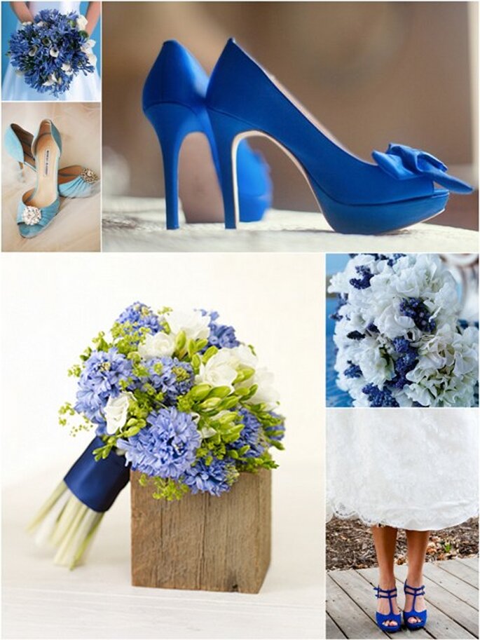 Sapatos e Flores em tons de azul