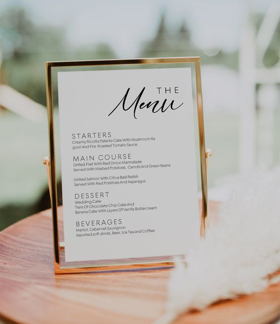 menu casamento