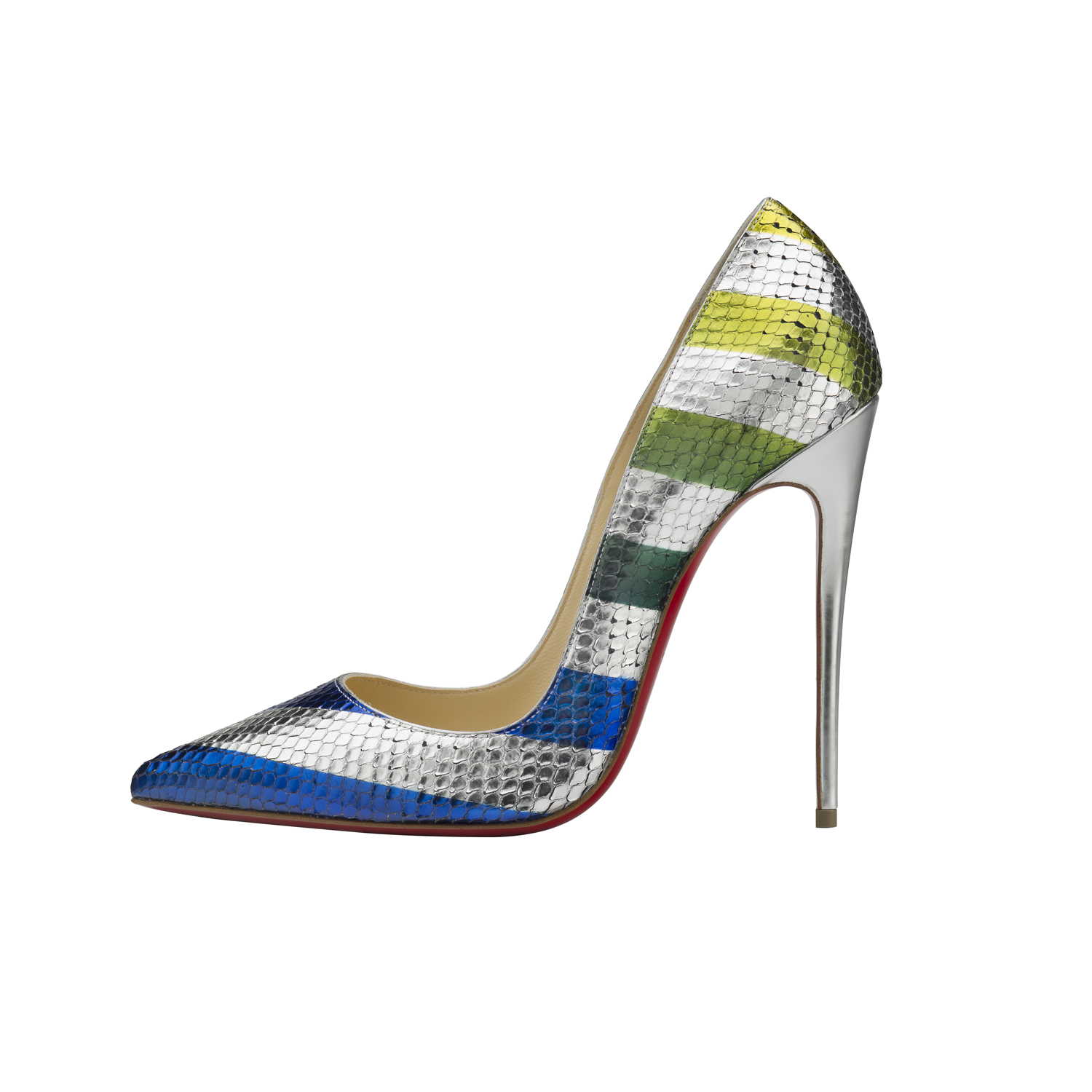 Christian Louboutin So Kate 120 Python Raye Laminato Sun Electric Vert.