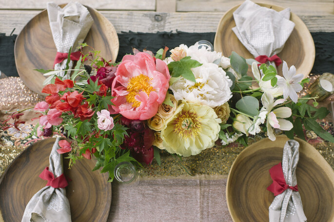 Centro de mesa de estilo boho - Foto Brooke Schwab Centro de mesa de estilo boho - Foto Brooke Schwab