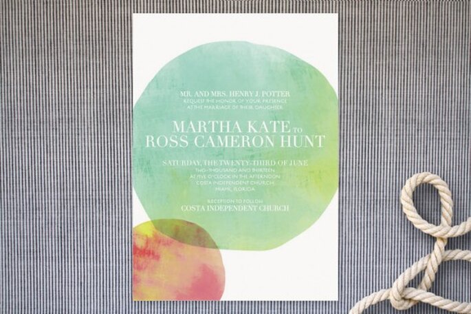 Decora tus invitaciones de boda con colores en acuarela - Foto Minted Decora tus invitaciones de boda con colores en acuarela - Foto Minted