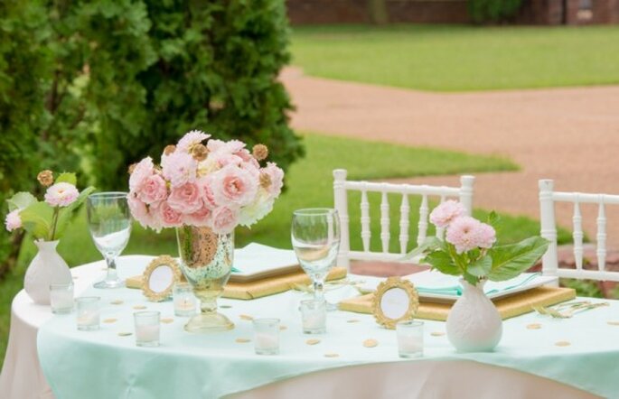 Romántica decoración de boda en colores menta, rosa y dorado - Foto Twila's Photography Romántica decoración de boda en colores menta, rosa y dorado - Foto Twila's Photography