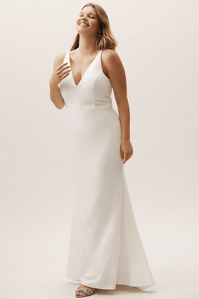 Créditos: BHLDN, Jones V-Neck Crepe Dress Plus Size