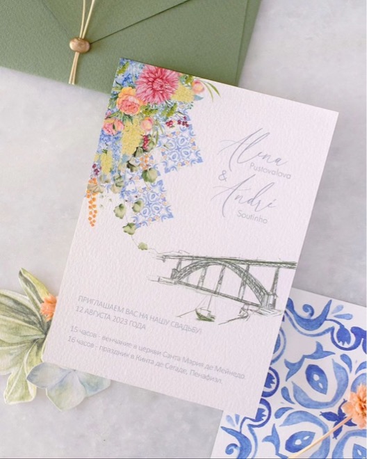 Elements of Portugal on your stationary by A PAJARITA | Wedding Invitations & Stationery