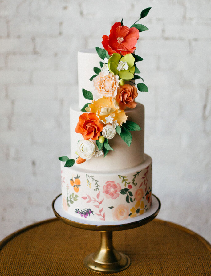 Inspiração para bolos de casamento de 3 andares | Créditos: Tiffani Jones Photography