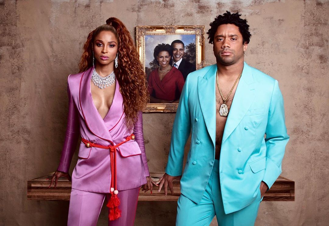 Ciara e o marido Russell Wilson ( Beyoncé e Jay-z, no clipe de "Apeshit"). Foto IG @ciara