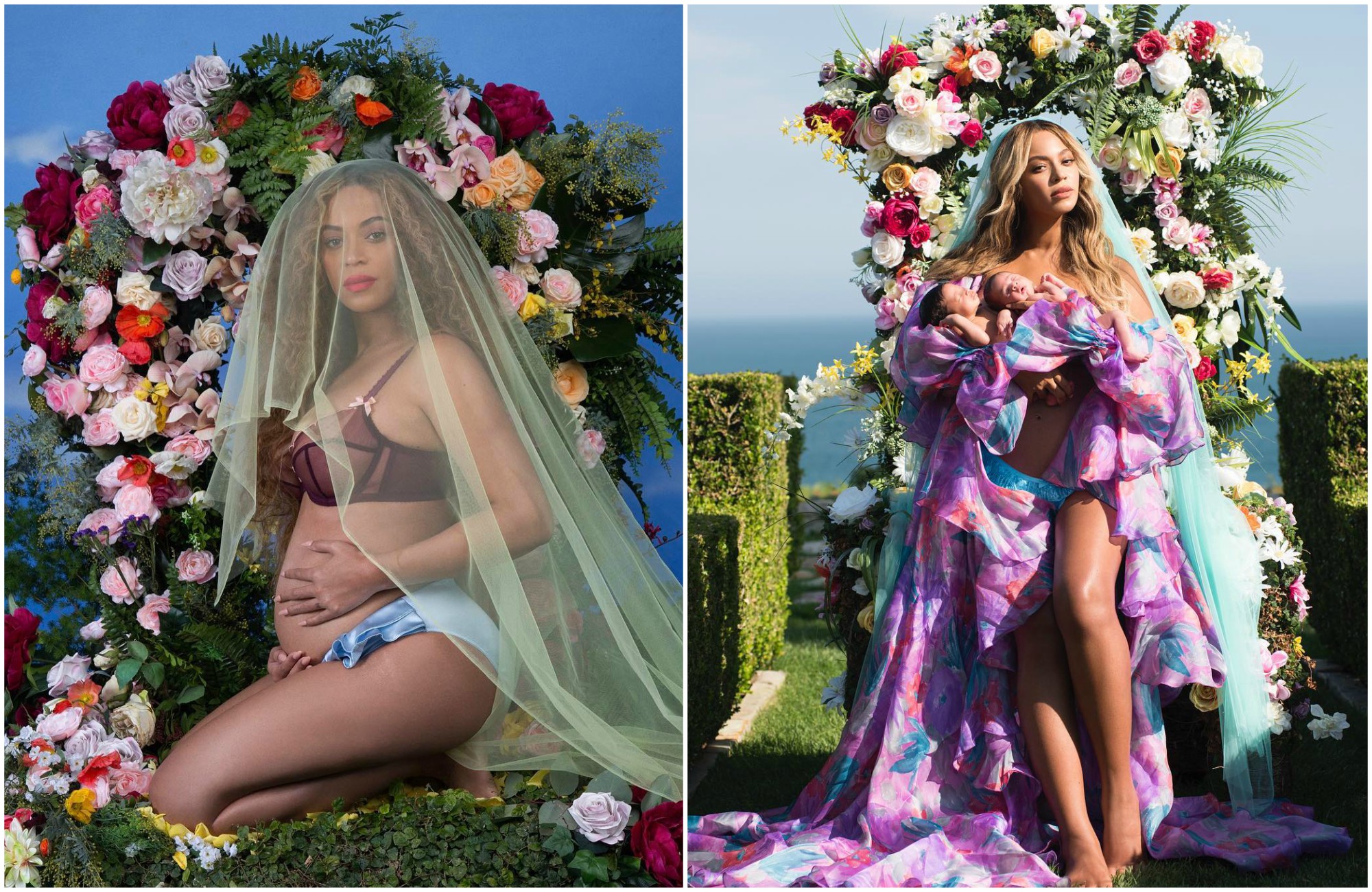 Beyoncé confirmou a chegada de seus filhos gêmeos com Jay-Z em grande estilo, com uma foto estilizada nas redes sociais. Os bebés Rumi e Sir, que nasceram em junho, renderam quase 10 milhões de gostos no Instagram da cantora. Foto via Instagram Beyoncé