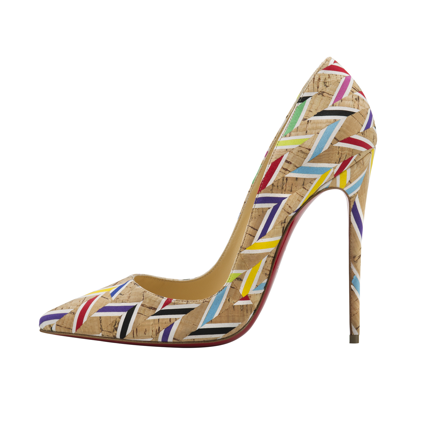 Christian Louboutin So Kate 120 Cork Chevron Multi.