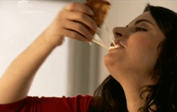nigella lawson eating cheesy pizza gif