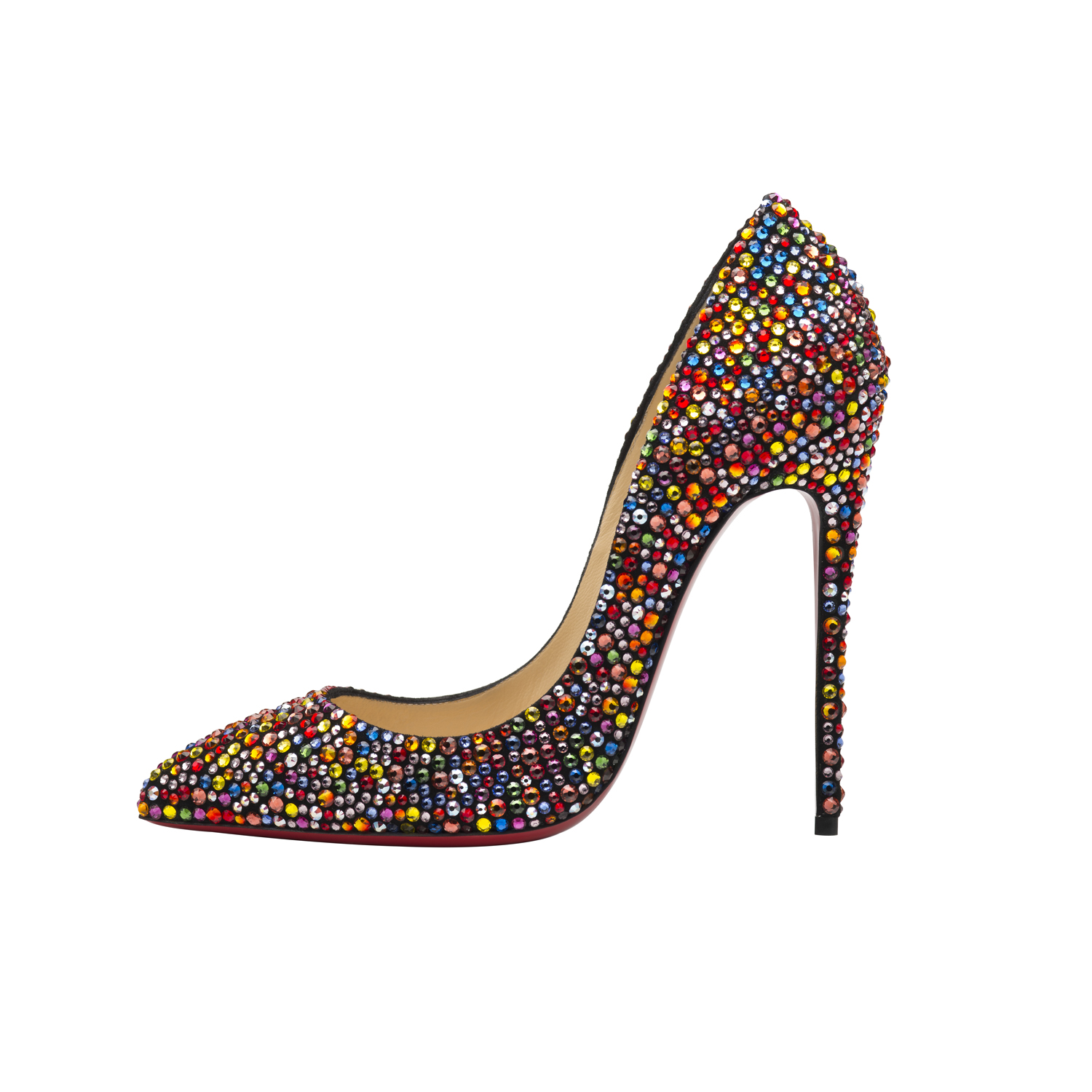 Christian Louboutin Pigalle Follies Strass Clair de Lune 120 Suede Version Multi.