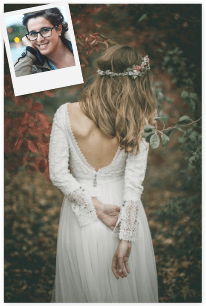 Sem dúvida, a palavra chave para começar a procurar o meu vestido de noiva seria: "bohemio" porque esse é o meu estilo e marca a minha personalidade como pessoa e por tanto, como noiva. Adoro este modelo porque parece-me natural, descontraído e confortável. No meu dia a dia costumo optar pela comodidade e em grandes ocasiões também. E como creio que uma noiva tem que ser no dia do seu casamento, tal e como é no resto da sua vida, este seria certamente o modelo escolhido por mim!
Vestido de noiva de Navascués. Credits: Navascués