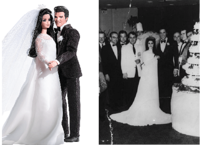 Barbie también reprodujo la boda de Elvis y Priscilla en 1967 en las Vegas. Foto: Barbie Collector.