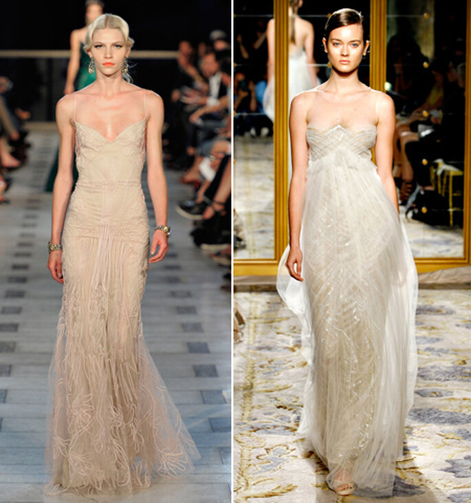 Vestidos slim "a la Kate Moss" de Zac Posen e Marchesa - Fotos: Divulgação