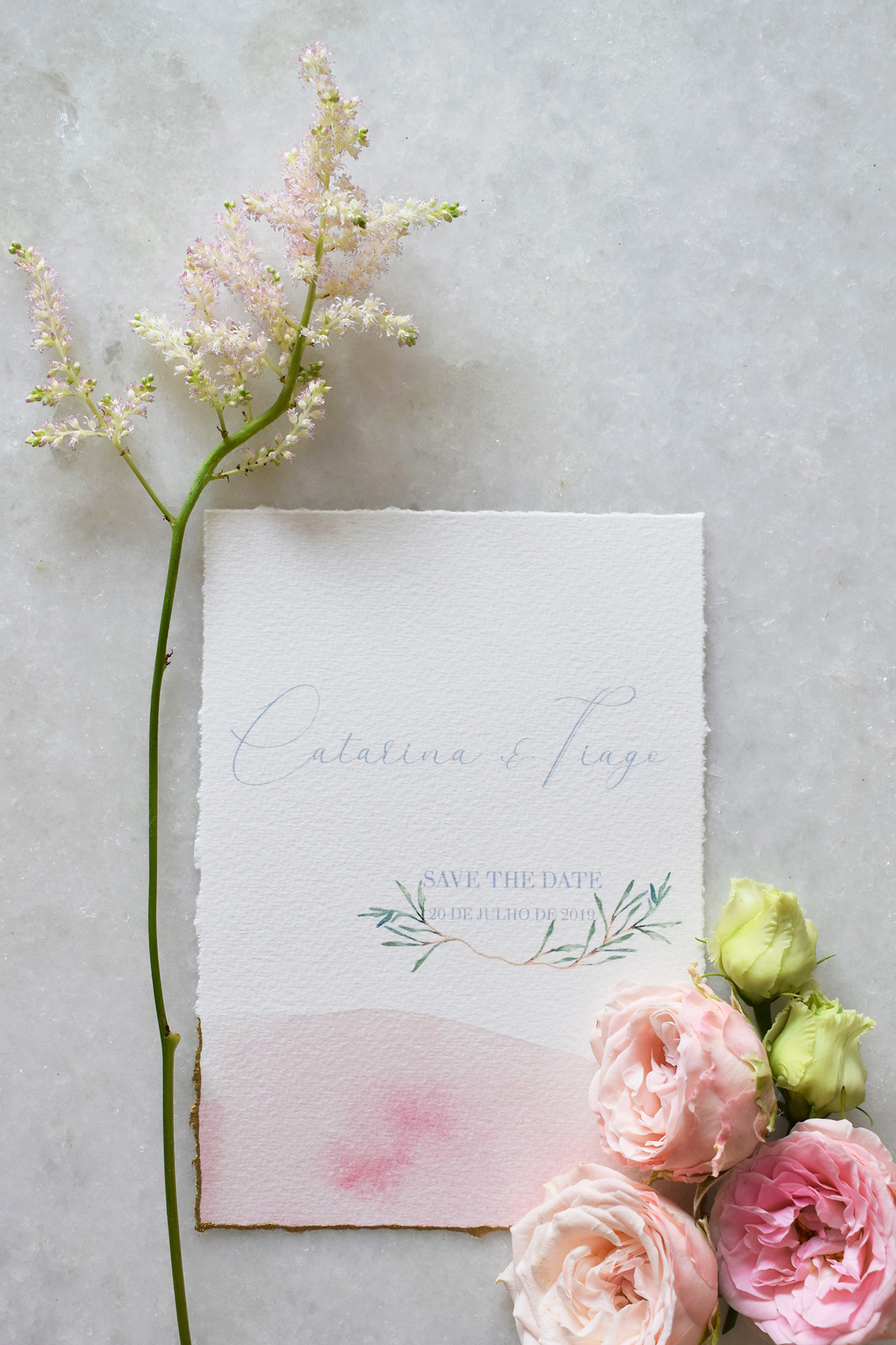 save the date casamento estilo suave com caligrafia