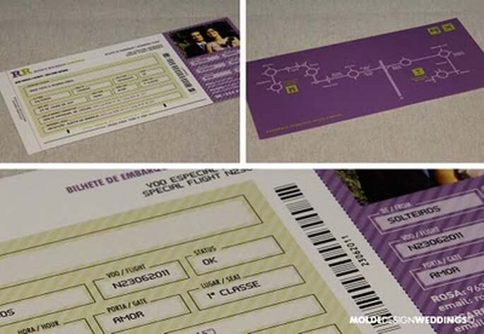 Convite de Casamento em forma de bilhete de avião