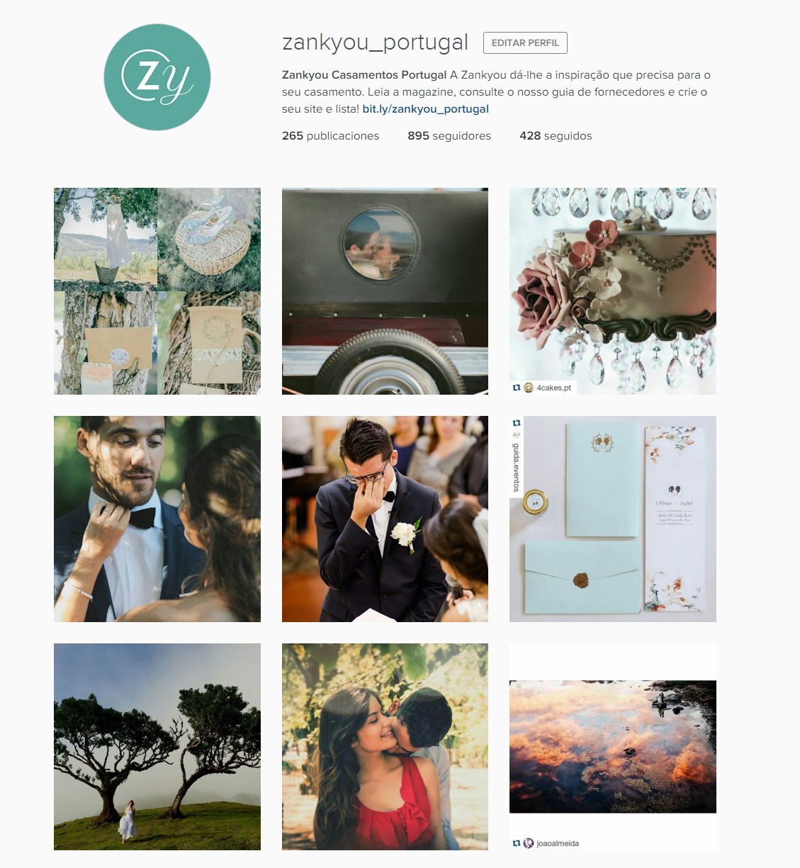 Instagram Zankyou Casamentos Portugal 