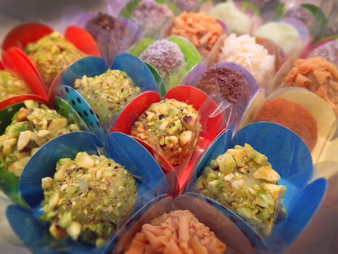 Brigadeiros de pistácio. Foto Pepa Doces