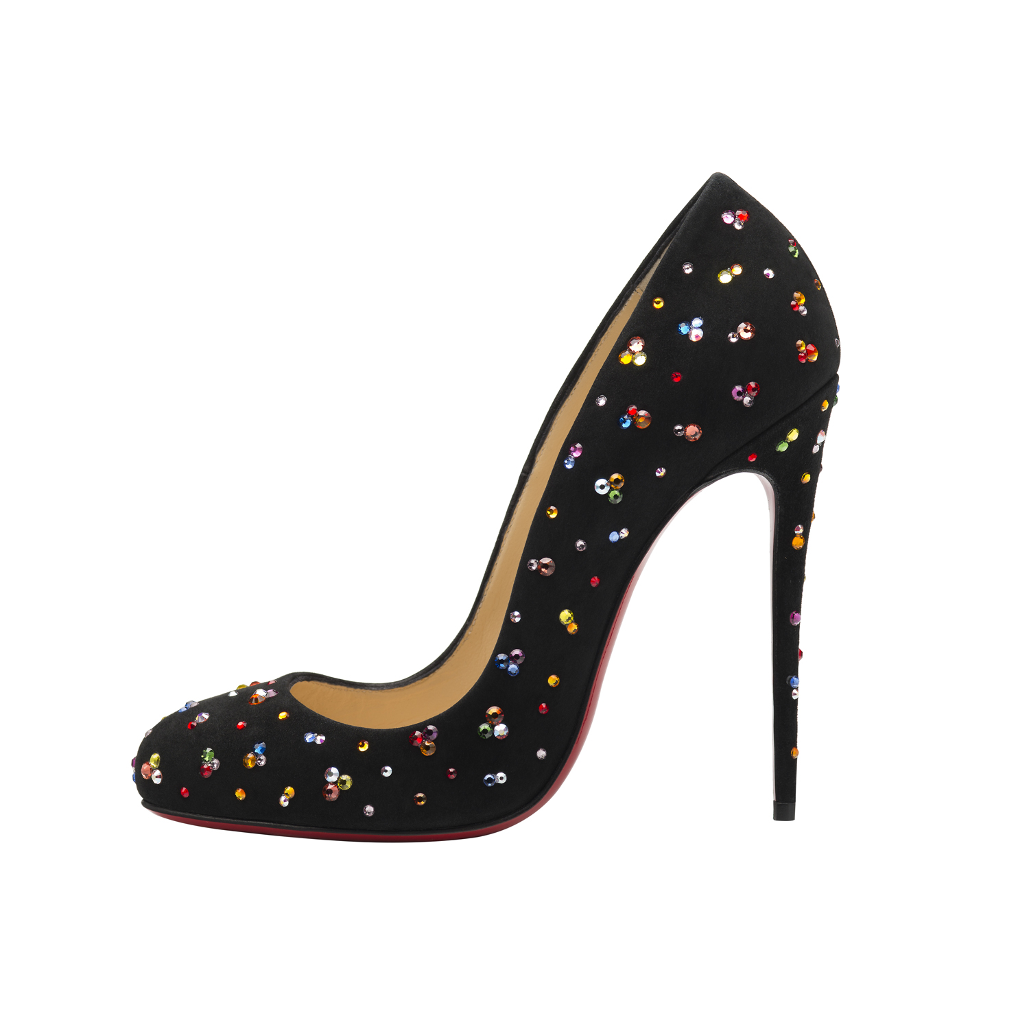 Christian Louboutin Dorissima Clair de Lune 120 Veau Velours Black Multi.