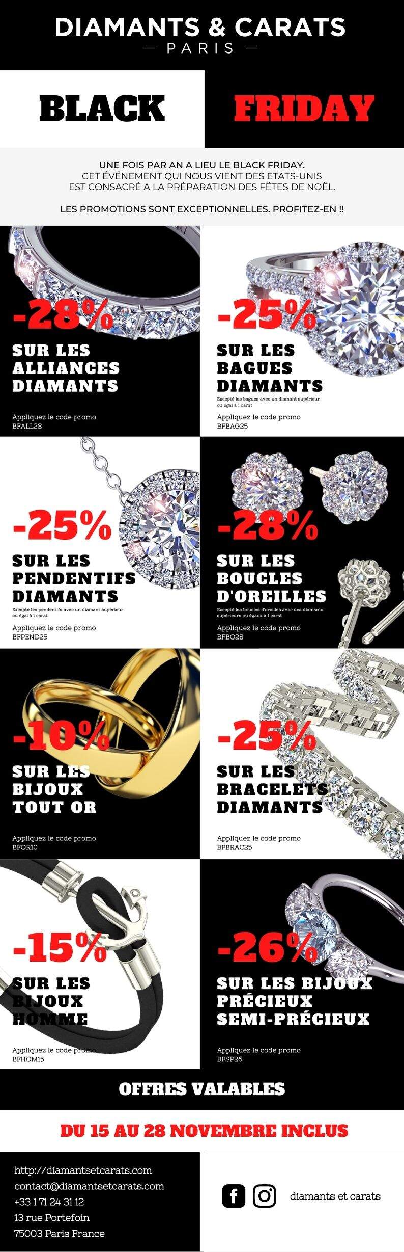 Descontos na Diamants & Carats para a Black Friday