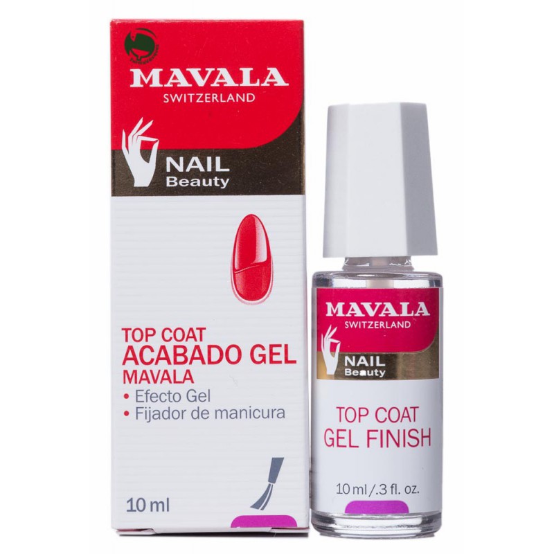 Para dar à manicure um efeito brilhante e volume permanente.<p>Mavala top coat efeito gel.