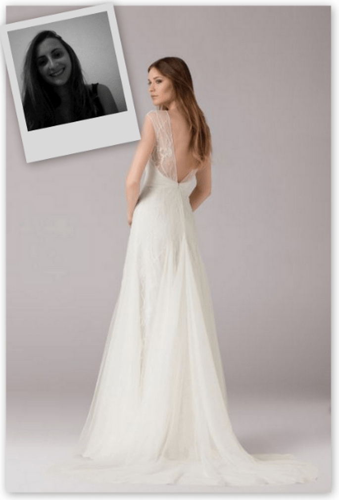 Sempre sonhei com o dia do meu casamento e... com este modelo! Um desenho aparentemente simples, com um tecido vaporoso e combinado com detalhes e um decote nas costas atrevido num tecido semi-transparente. A pedraria dá-lhe um toque especial que todas as noivas
Siempre que he soñado con el día de mi boda, he deseado lucir este modelo. Un diseño aparentemente sencillo, con un tejido vaporoso y combinado con detalles y un pronunciado escote en la espalda en tejido semi-transparente. La pedrería le da ese toque especial que toda novia necesita el día de su enlace. ¡Sin duda alguna, el vestido con el que toda novia podría soñar!
Vestido de novia modelo Clementine, de Anna Kara 2015. Credits: Anna Kara