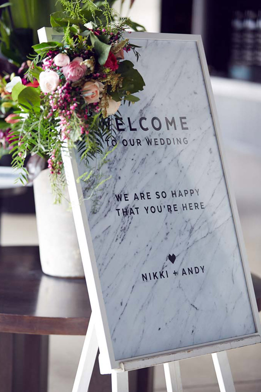 Placa para casamento efeito marble