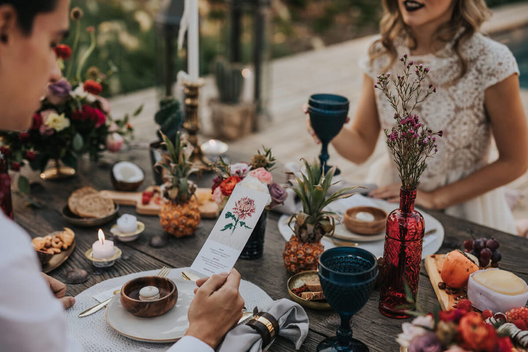 menu de casamento romântico