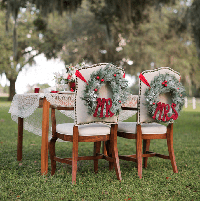 Decoração de mesas de casamento inspiradas no Natal 