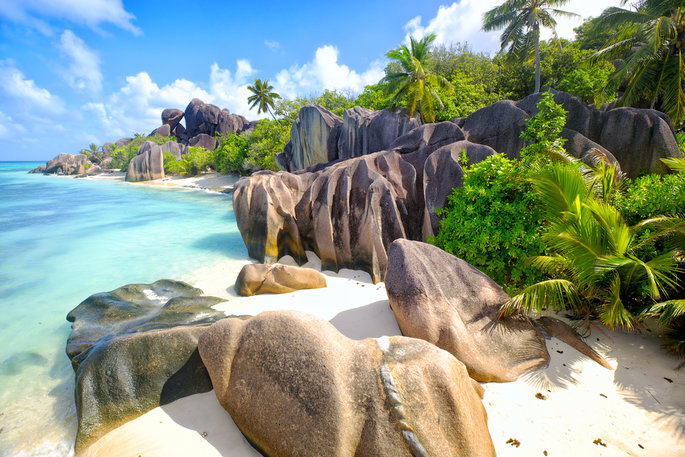 Praia de Argent Anse Source, a Digue Island, Seishelles. Foto: Dibrova via Shutterstock