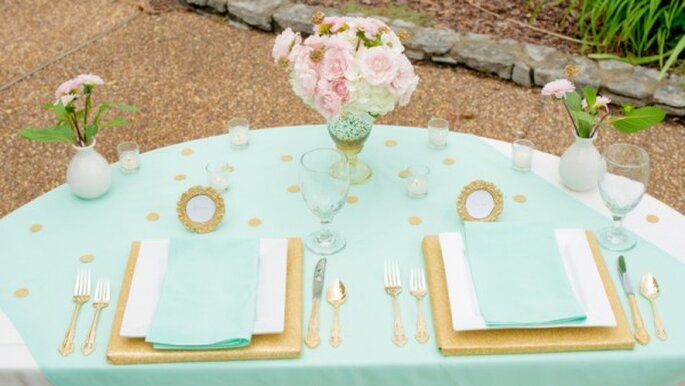 Romántica decoración de boda en colores menta, rosa y dorado - Foto Twila's Photography Romántica decoración de boda en colores menta, rosa y dorado - Foto Twila's Photography