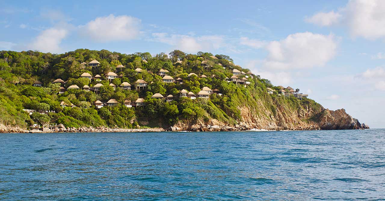 Banyan Tree Cabo Marqués Resort no méxico sobre falésia mar