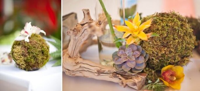 Centros de mesa en laranja para decorar o seu casamento