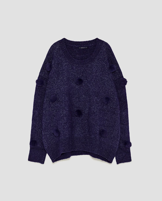 Jersey oversize com pompones da Zara (29,95 euros)