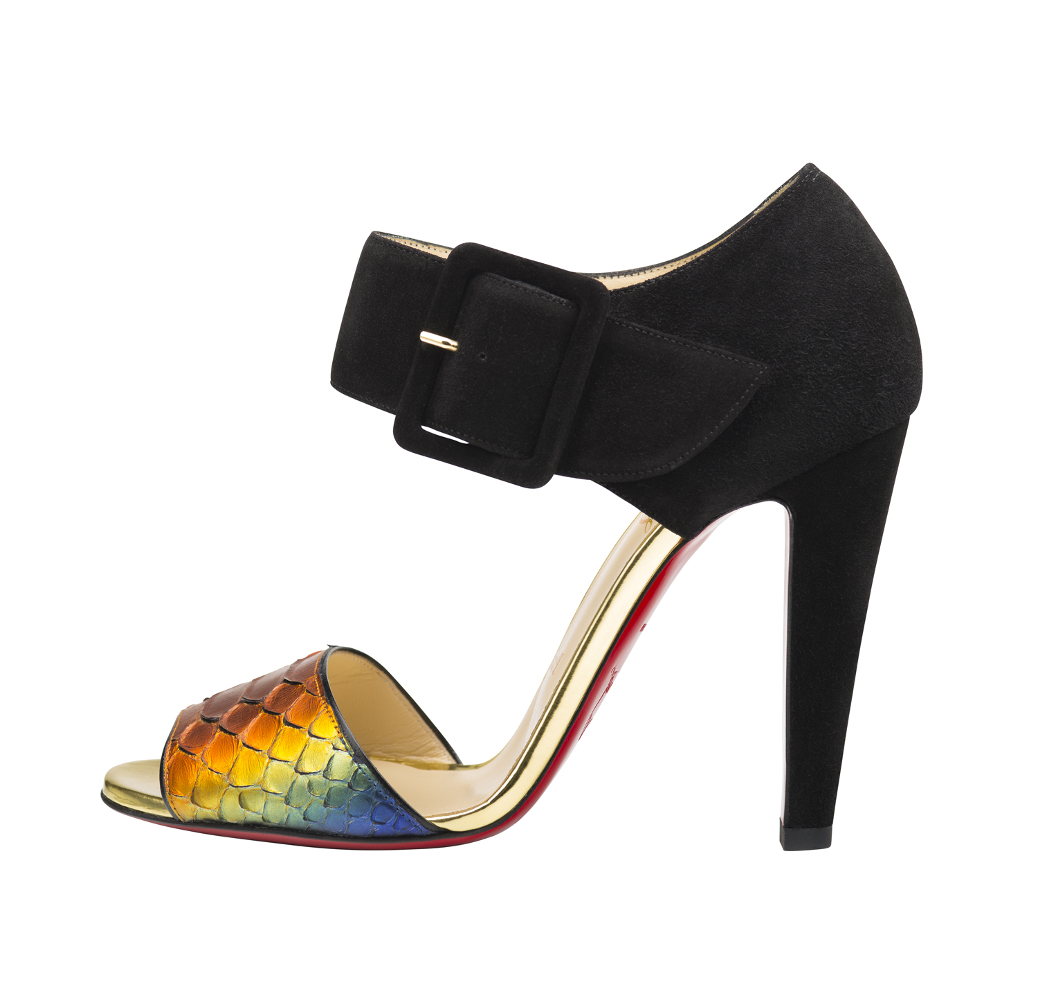 Christian Louboutin Trezotro 100 Python Rainbow Capucine Black.