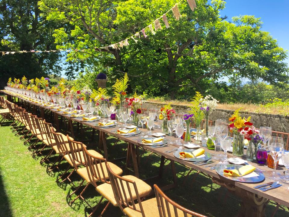 mesa retangular casamento ar livre flores do campo