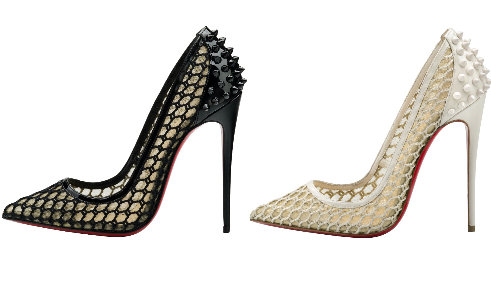 Christian Louboutin Guni Pump 120 Knot Patent Beige and black.