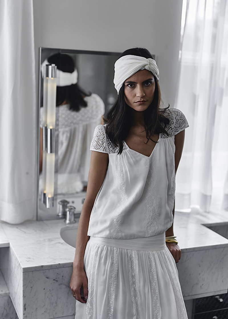 Top Rostand, jupe Wood & turban Rocha, Laure de Sagazan