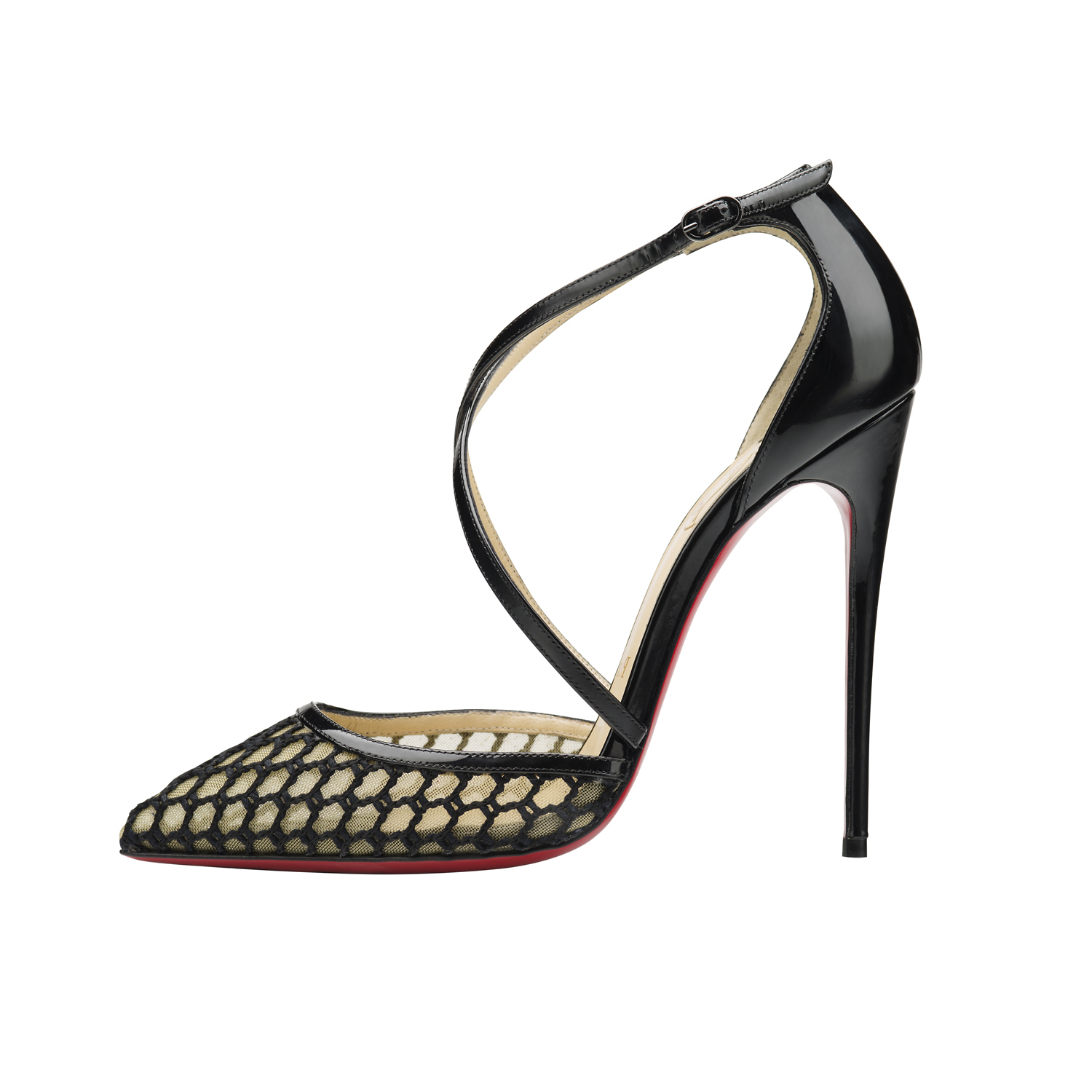 Christian Louboutin Cross Blake 120 Knot Patent Black.