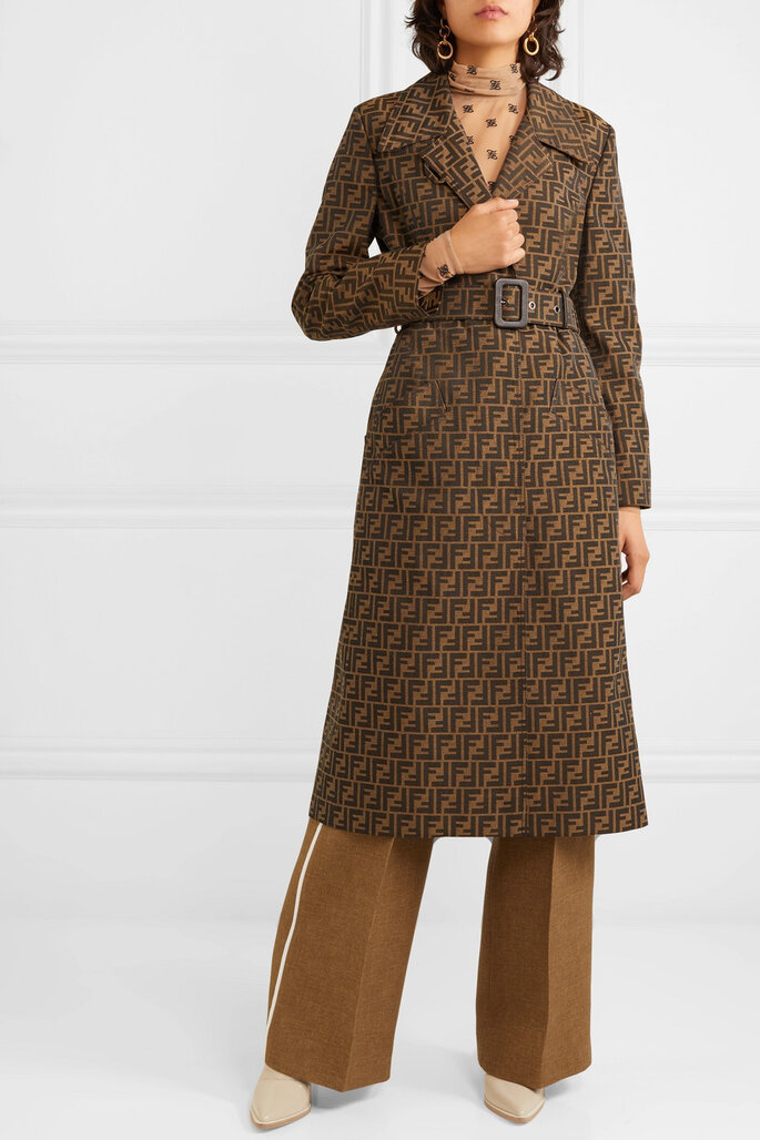 Casaco Jacquard com cinto da Fendi via Net-a-Porter