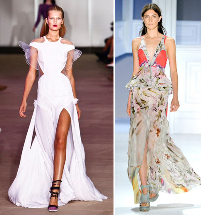 Vestidos com rachas ousadas das coleções de Prabal Gurung e Vera Wang - Fotos: Divulgação