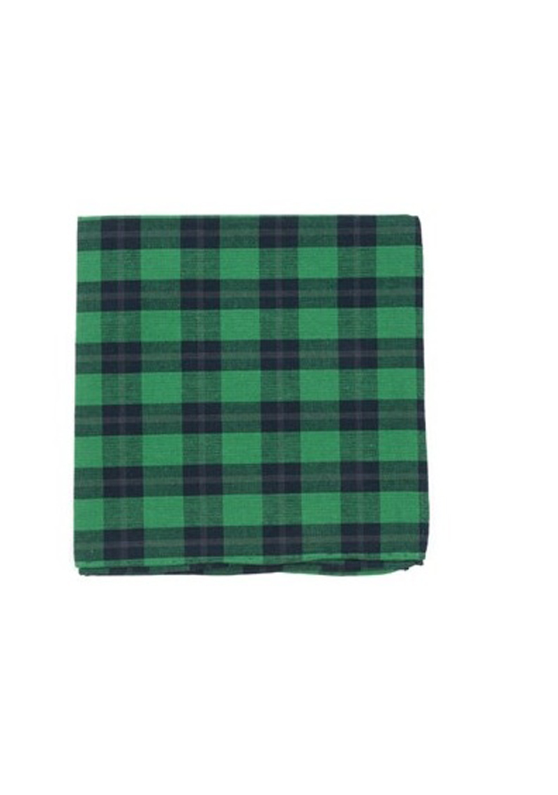 Lenço de lapela estampado em Tartan verde. Credits The Tie Bar