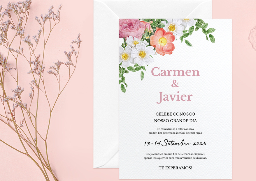 convites de casamento flores