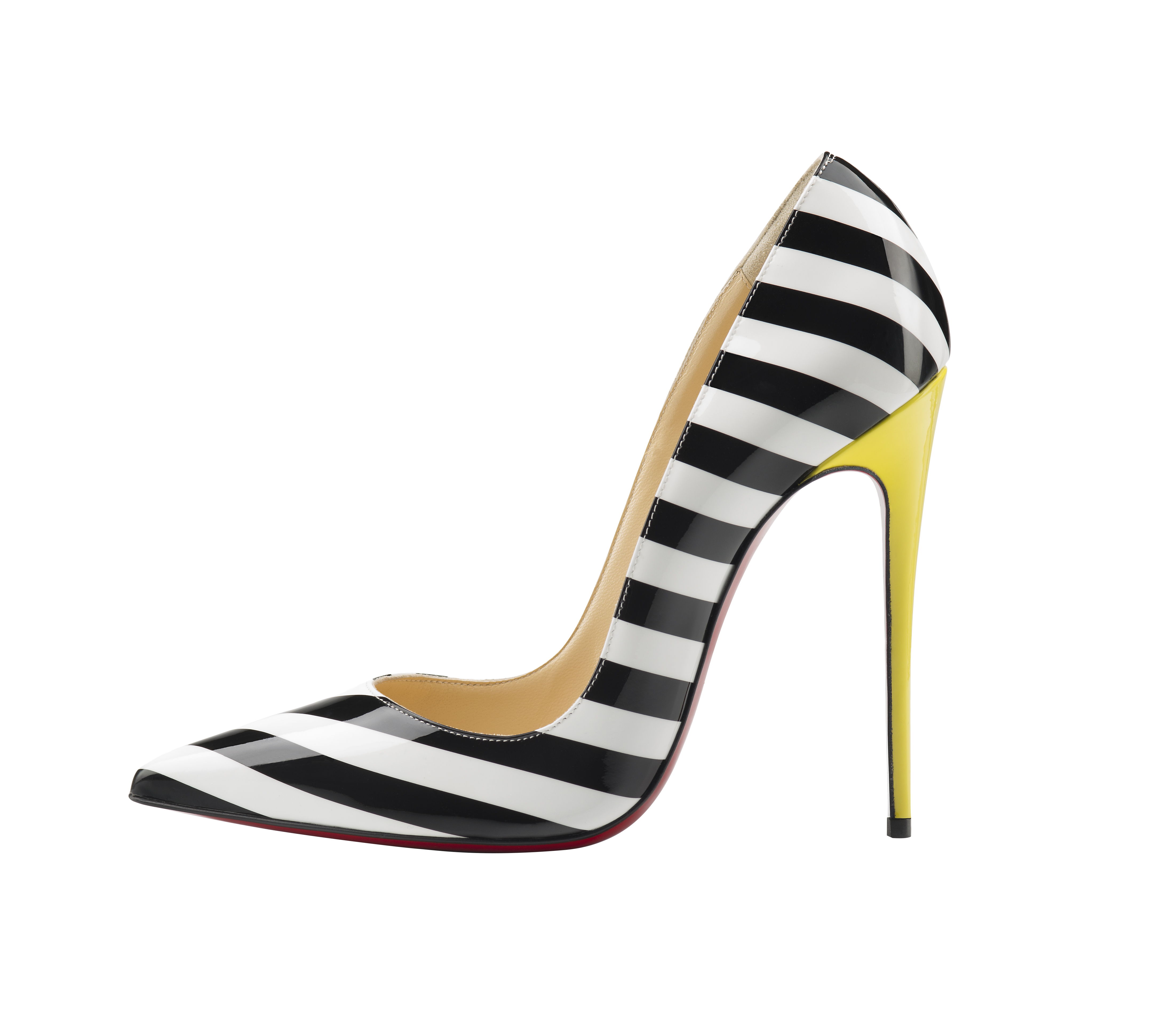 Christian Louboutin So Kate 120 Patent Stripes Black-White Sun.