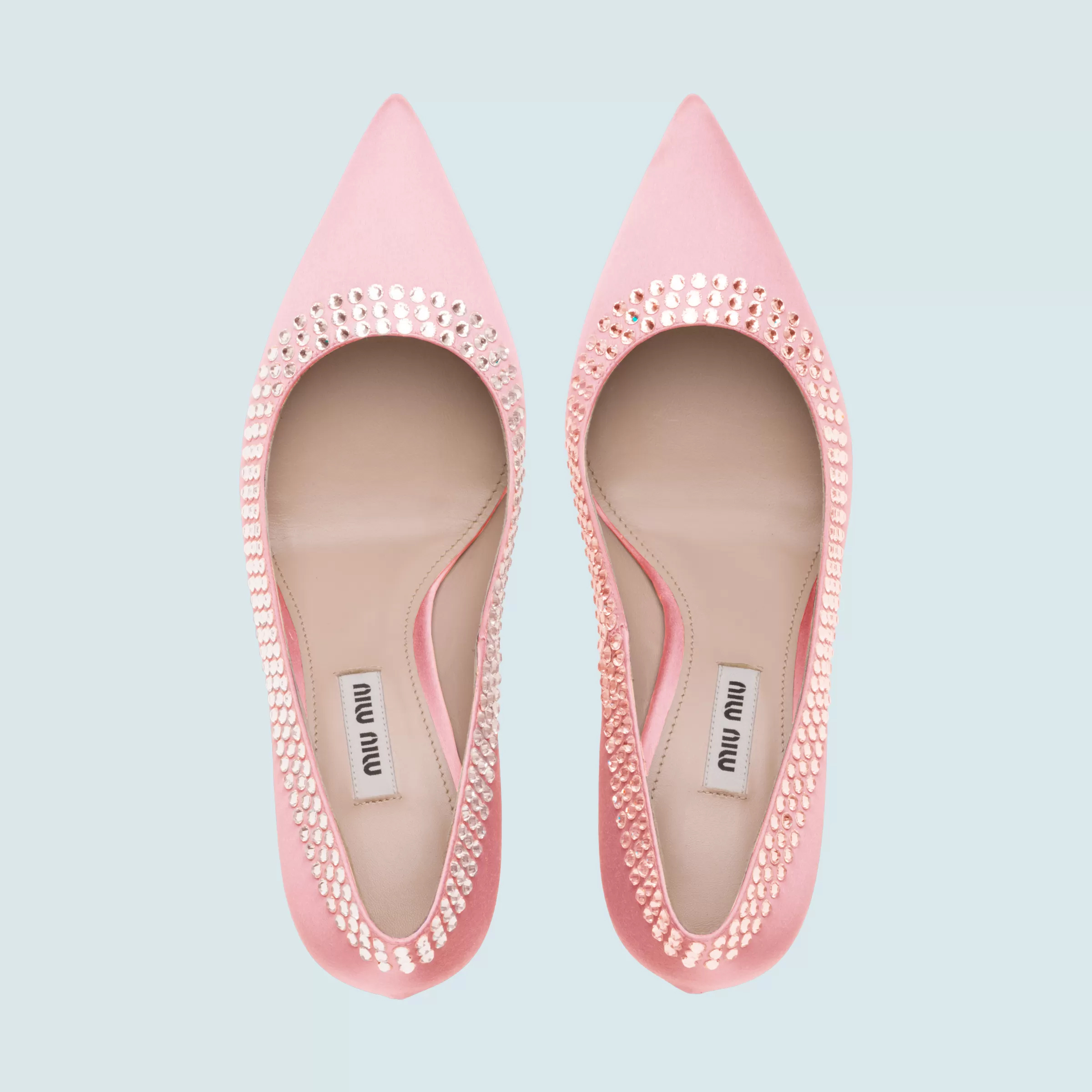 Satin Pumps With Crystals, miu miu