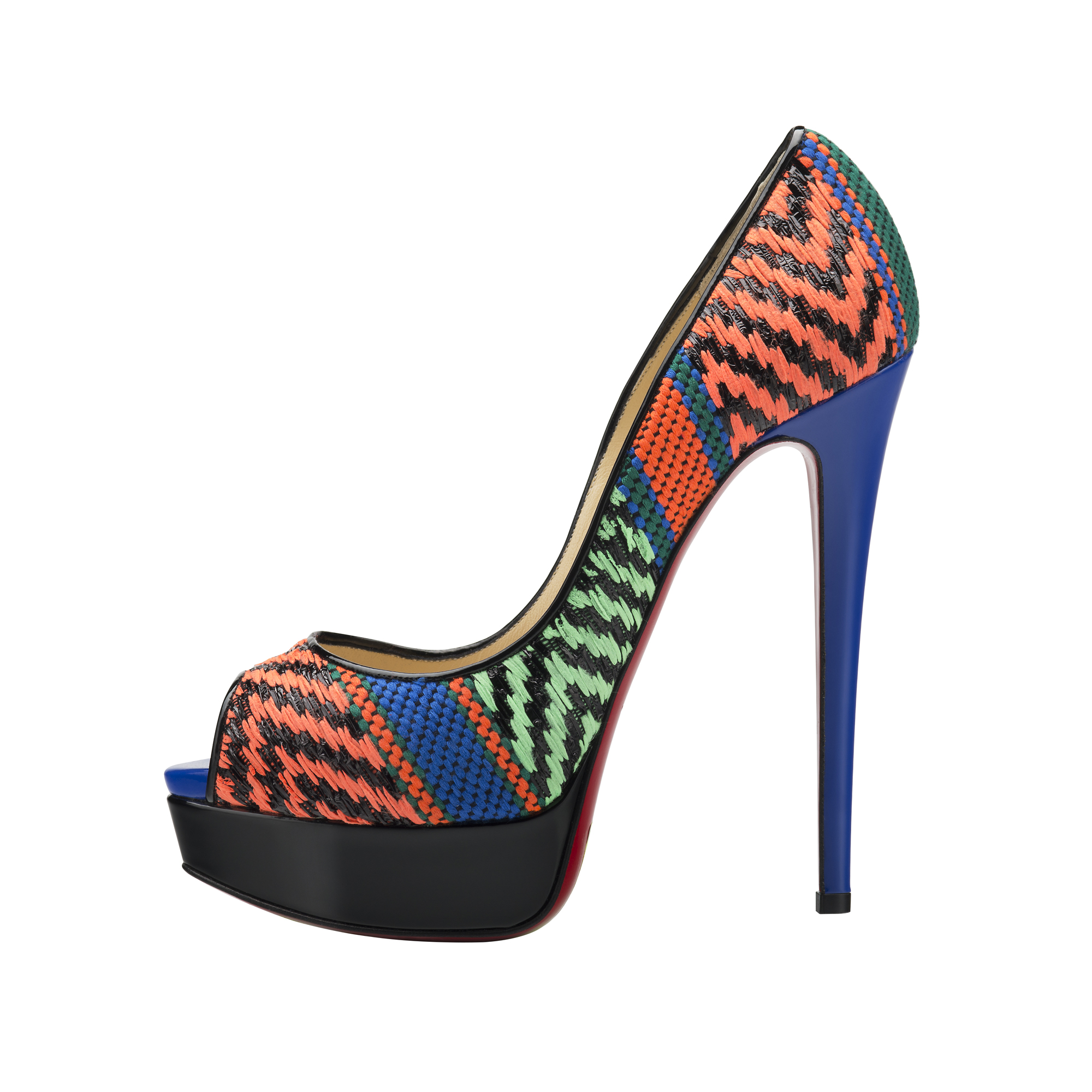 Christian Louboutin Lady Peep 150 Tissu Sao Patent Version Multi.