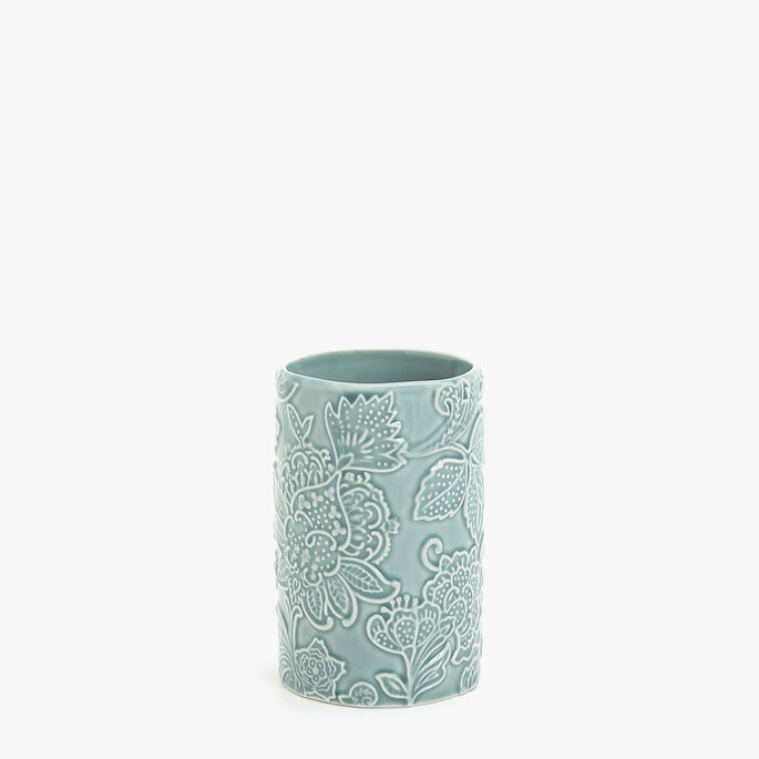 Copo de casa de banho jacquard azul. Credits: Zara Home