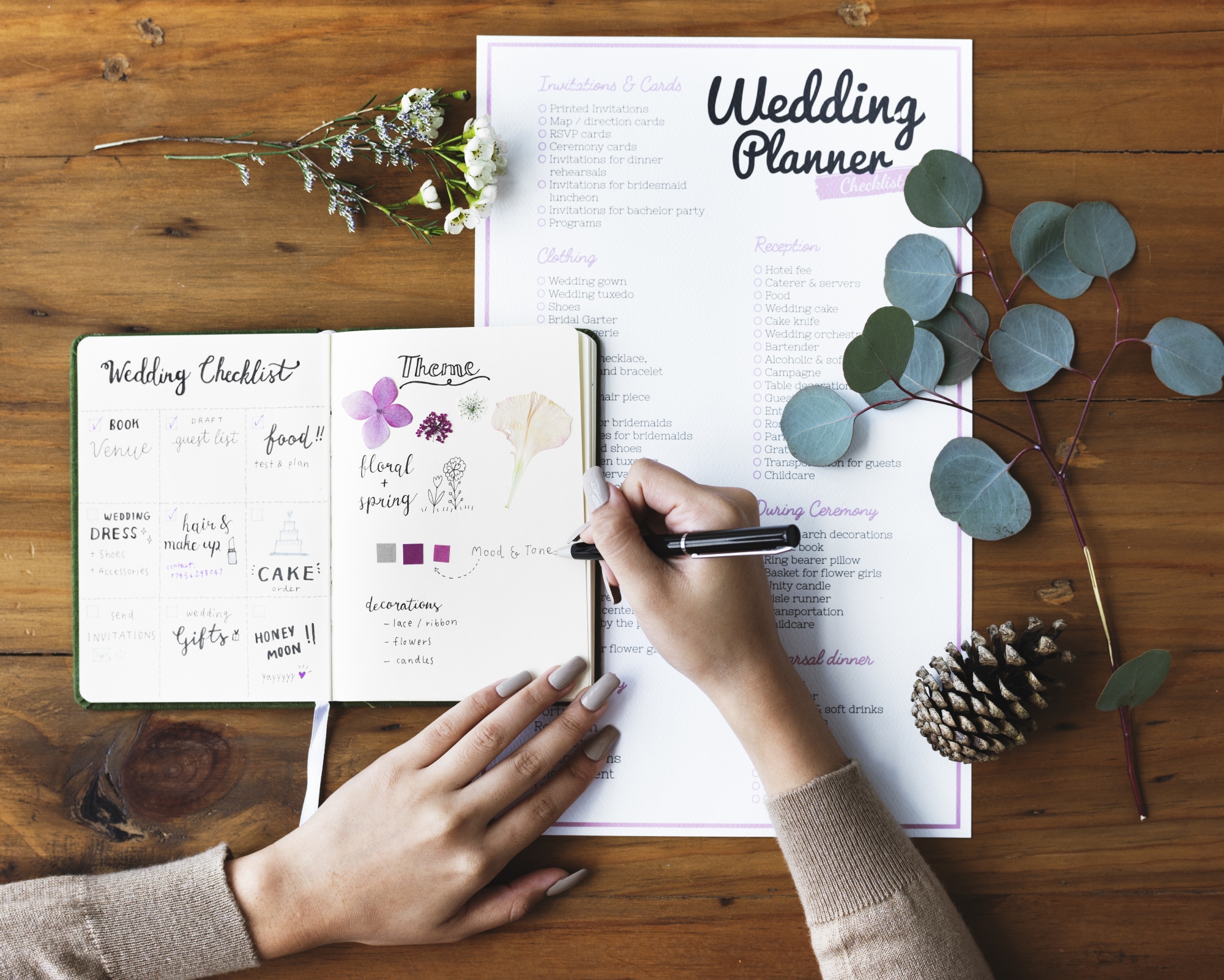 wedding planner a planear escrever sobre agenda